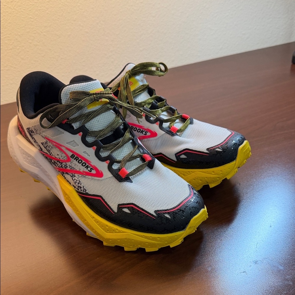 Brooks White and Yellow Athletic Shoes